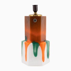 Lámpara de mesa de vidrio de Helena Tynell para Flygsfors, años 60