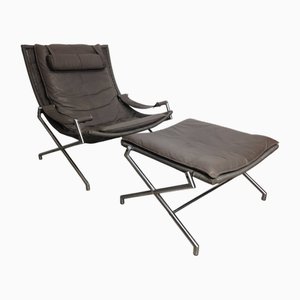 Set aus Des2021 Chair und Ottoman von Gerard van den Berg für Rohe Noordwolde, 1980er
