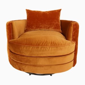 Sedia girevole grande in velluto, anni 2010