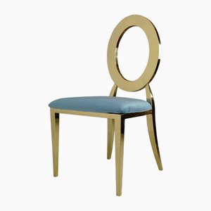 Gilt and Turquoise Velvet Side Chair