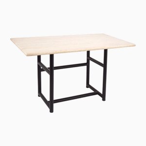 Metal and Travertine Worktable, 1980s