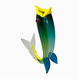 Italian Modern Murano Glass Fish Sculpture by Fulvio Bianconi for Venini, 1990s