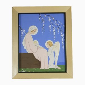Giovanni Meschini, Madonna mit Kind, 1920er, Pochoir-Druck