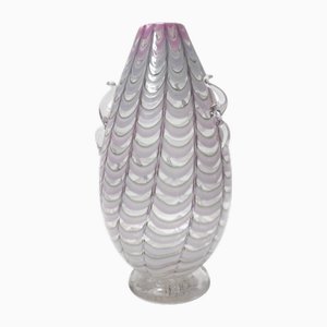 Fliederfarbene Vintage Vase aus transparentem Muranoglas von Alberto Donà, 1940er