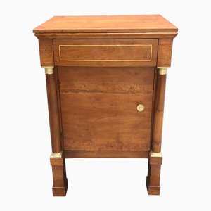 French Empire Bedside Table with Drawer and Door in Walnut, 1800s