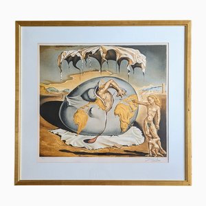 Salvador Dali, Niño Geopoliticus mirando el nacimiento del hombre nuevo, Litografía en color firmada a mano, años 70