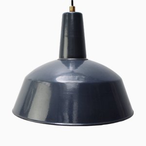 Lampe à Suspension Industrielle Vintage en Émail Bleu