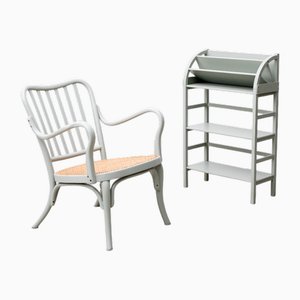 Armchair by Josef Frank for Thonet and Shelf from Fischel, 1930s, Set of 2
