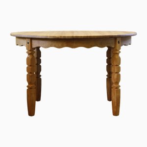 Table de Salle à Manger Ronde à Rallonge en Chêne dans le style de Henning Kjærnulf, 1960s