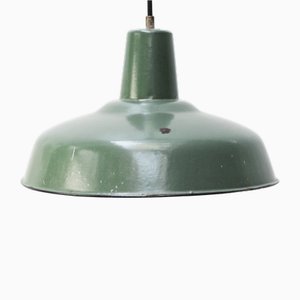 Grüne französische Vintage Hängelampe aus Emaille