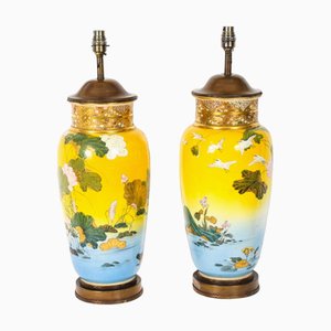 Antique Japanese Satsuma Taizan Vases, 1800s, Set of 2