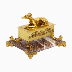 Antike französische Schatulle aus Ormolu & Marmor, 1800er
