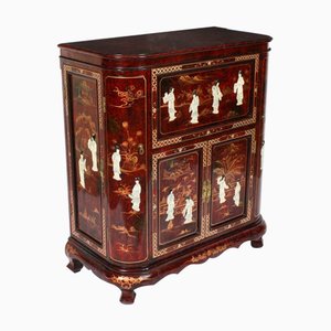 Vintage Burgundy Lacquered Cocktail Cabinet, 1950s