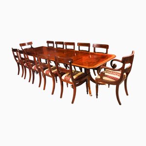 Table de Salle à Manger Pillar Flame Vintage avec Chaises, Set de 13