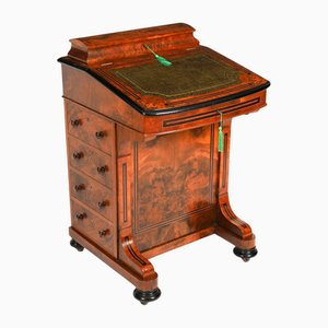 Antique Victorian Burr Walnut and Inlaid Davenport Desk, 1800s