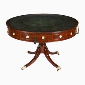 Antique George IV Flame Mahogany Library Drum Table
