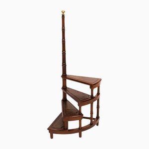 Vintage Spiral Mahogany Library Steps, 1980s