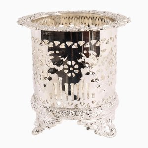 Vintage Silver Plated Wine Coaster Pen Holder, 1920s