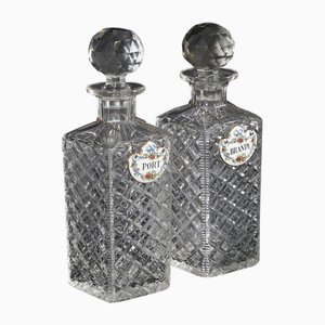 Antike viktorianische Karaffen aus Kristallglas, 1880, 2er Set