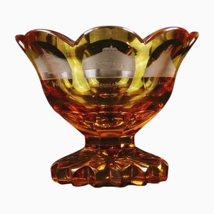 Bohemian Crystal Bowl with Monuments of Rhineland Palatinate, 19th Century