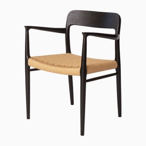Mid-Century Danish Black Model 56 Armchair with Woven Seat by Niels Otto (N. O.) Møller for J. L. Møllers, 1960s