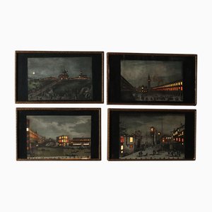 Giovan Battista Brustolon, Italian Scenes, Optical Prints, Framed, Set of 4