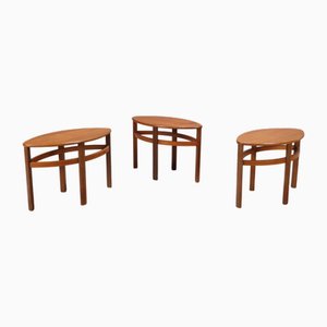 Vintage Coffee Tables in Teak Veneer, Italy, 1960s, Set of 3