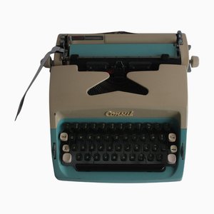 Zweifarbige Consul Schreibmaschine in Creme und Aqua, Tschechoslowakei, 1960er