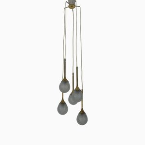 Mid-Century Modern Brass and Glass Cascade Pendant Lamp, Germany, 1960s