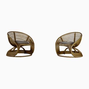 Rattan Sessel, Italien, 1960er, 2er Set