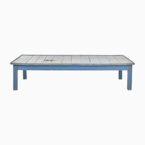 Antique Coffee Table with Blue Patina