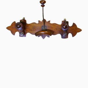 French Turned Wood Hat and Coat Wall Rack