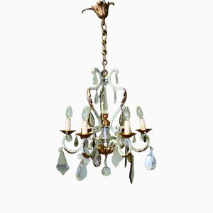 Lustre en Fer et Verre Coloré, France, 1890s