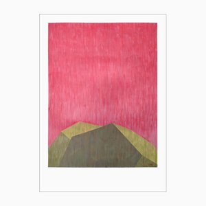 Nacho Reina, Industrial Brutalist Architecture in Pink & Green, 2025, Mixed Media on Paper