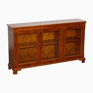 Vintage Glazed Bookcase in Yew Wood