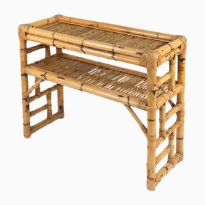 Midcentury Modern Bamboo and Rattan Console Table from Vivai Del Sud, 1970s