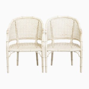 Set of Vintage Chairs in Wicker and Bamboo by Jonathan Adler, 1970s