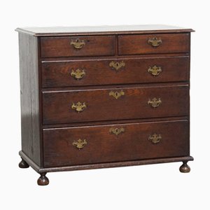 Antique Oak English Chest of Drawers, 1700s