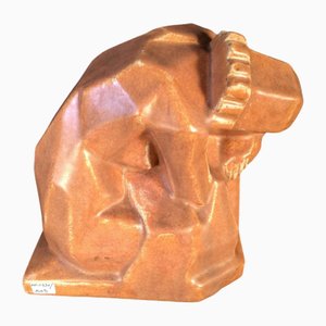 Kubistische Art Deco Frauenskulptur von Angelo Hecq & Roger Guerin, 1925