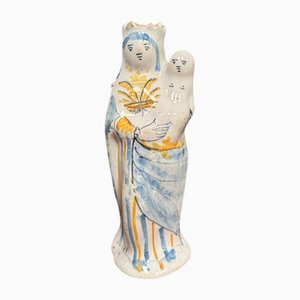 Virgin Figurine in Nevers Earthenware, 1700s