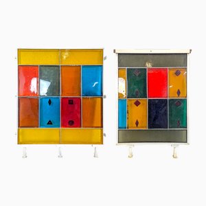 Panels in Thick Colored Saint Gobin Glass Tiles, Set of 2