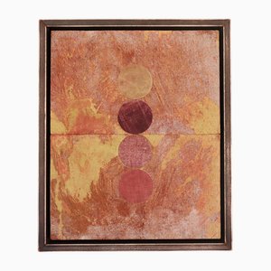 Dave Boyd, Geometrische Collage mit 4 Kreisen, Mixed Media, Gerahmt