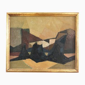 Shadowed Ascent, Oil Painting, Framed