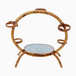 Soporte para plantas alemán vintage de bambú, años 50