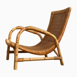 Arco Armlehnstuhl aus Rattan & Bambus, 1960er
