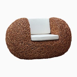 Wooven Egg Nest Sessel aus Rattan & Korbgeflecht, 1990er
