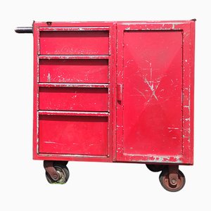 Red Industrial Trolley on Wheels