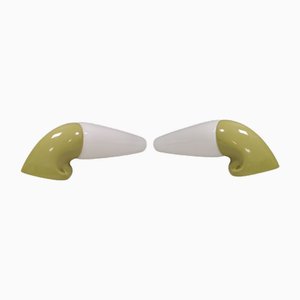 Vintage Model 6035 Bathroom Wall Lamps in Ceramic with Opal Glass Shades by Sigvard Bernadotte for Ifö Sweden, 1960s, Set of 2
