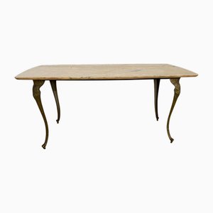Vintage Marble Coffee Table with Brass Base, 1950s