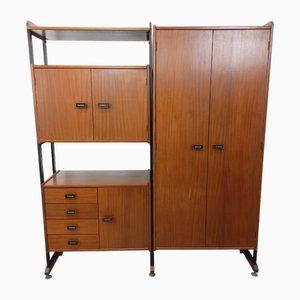 Modulares Italienisches Vintage Bücherregal aus Teak & Metall, 1960er